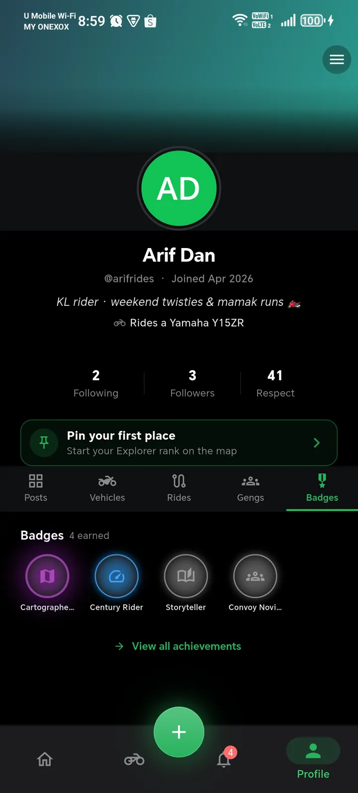 Rider achievement badges