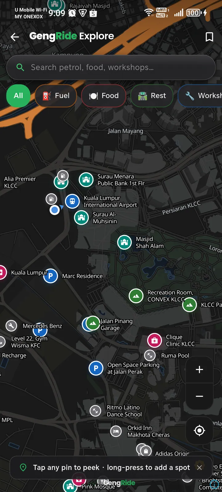 GengRide map exploration screen