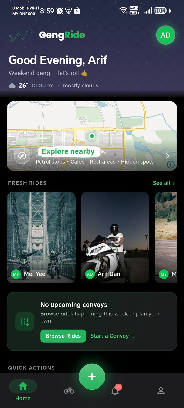 GengRide ride feed